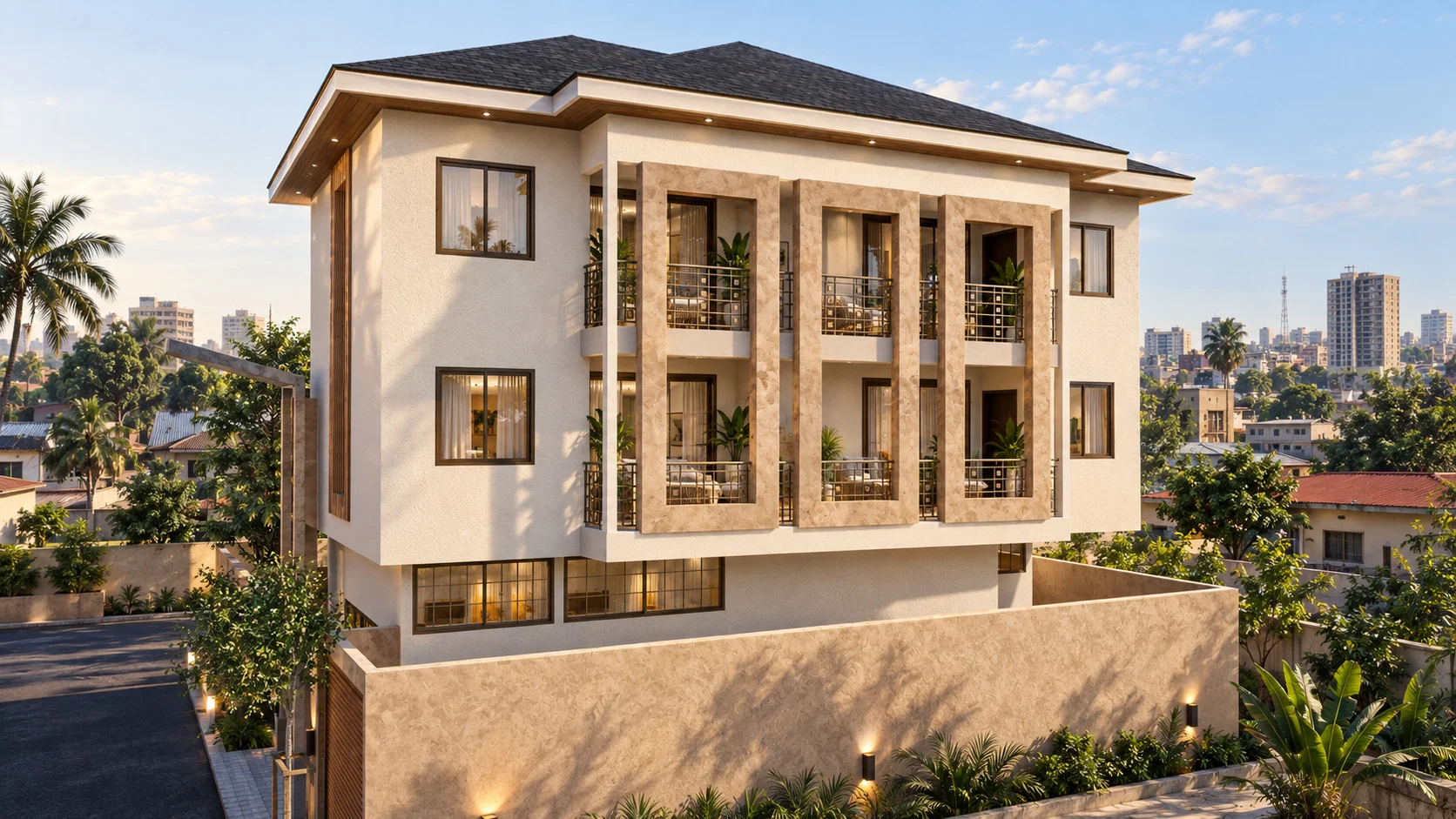 Rendus — Immeuble d’appartements R+2 à Kinshasa — vue 4